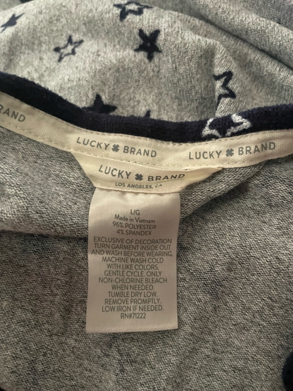 Lucky brand soft Sleeveless Grey Star-Print Tank Top - Casual Women's Top Large - Picture 6 of 6